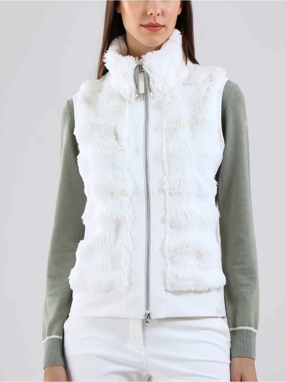 Chervo Golf Italian Plush Pro-Therm Faux Fur Fleece Vest in Light Grey